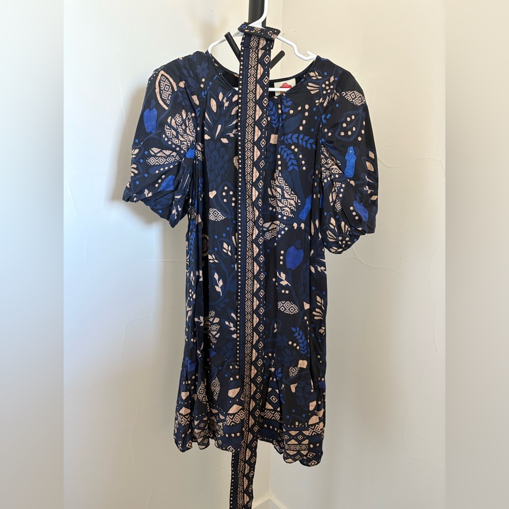 FARM Rio Navy and Beige Patterned Dress size M